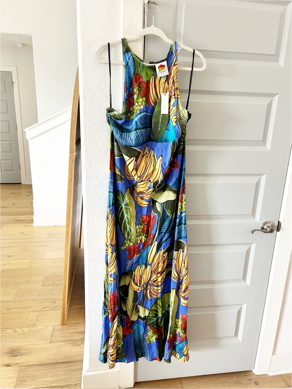 NWT Farm Rio High-Neck Banana Grape Fruit Printed Midi Dress - Picture 6 of 8